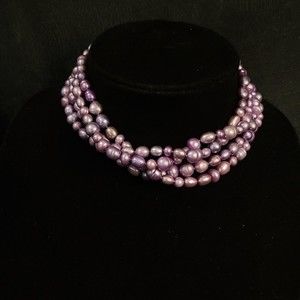 Vintage Hand Knotted Lavender Natural Freshwater Pearl Beaded Necklace 52” Opera